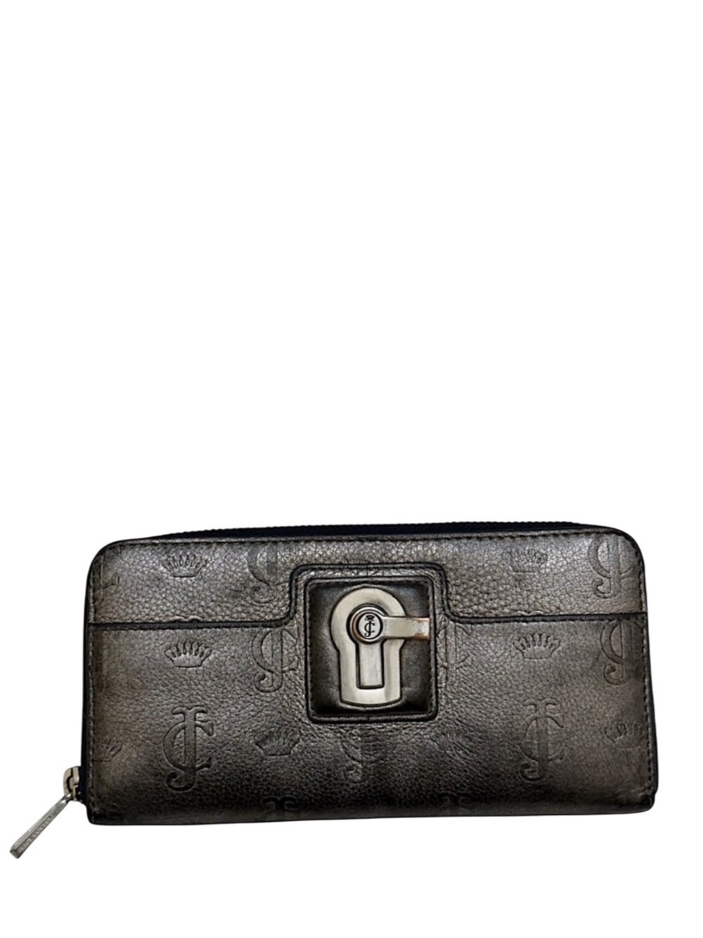 JUICY COUTURE - DARK GRAY SMOOTH LEATHER LONG ZIP WALLET